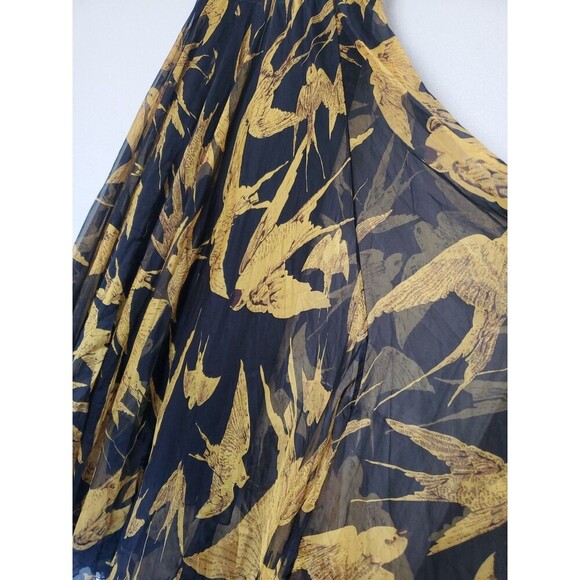 CHICKWISH Golden Swallows Birds All Over Print‎ Long Flare Skirt 45 Inches Long - Picture 6 of 16